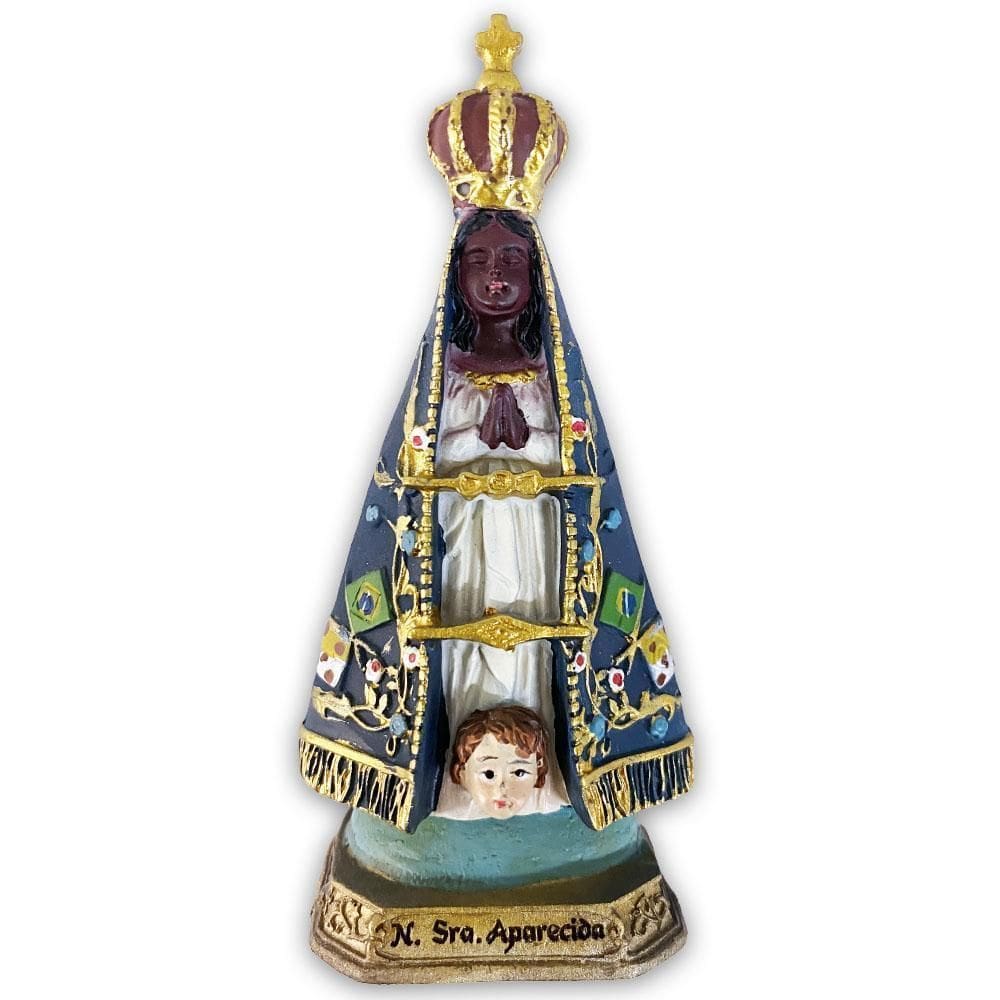 Imagem Nossa Senhora Aparecida Bandeira 9Cm Em Resina