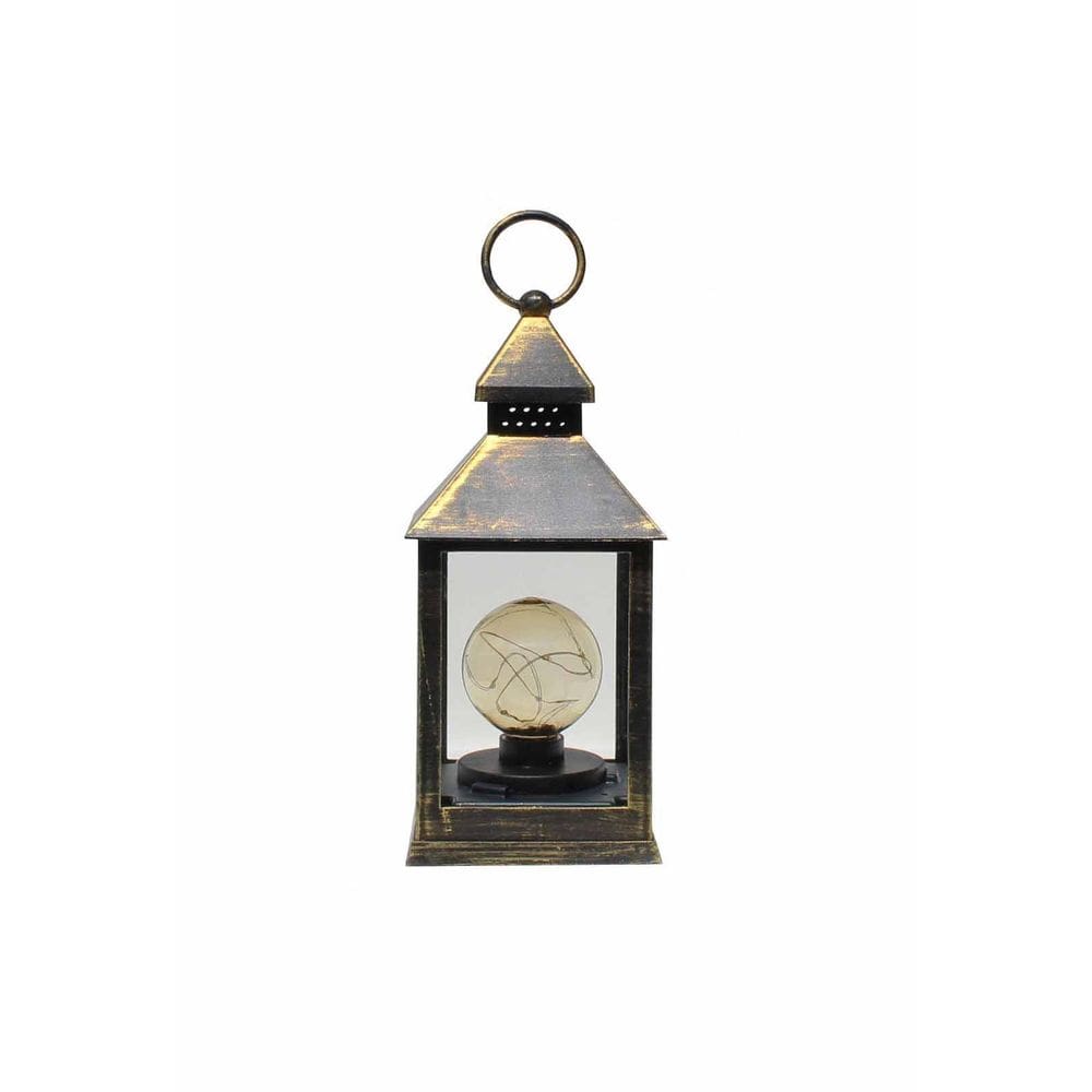 Lanterna Decorativa Luminária Com Lâmpada Redonda Dourada