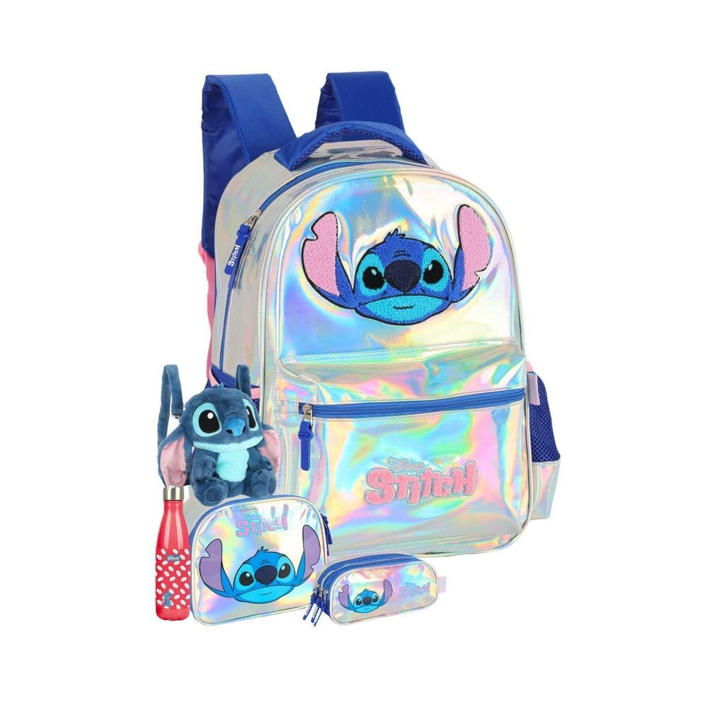 Kit Lilo Stitch Mochila Rodas Lancheira Estojo Garrafa P