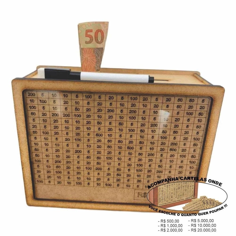 Cofre Caixa Dinheiro Wood Box Japones Kakebo Desafio Nat