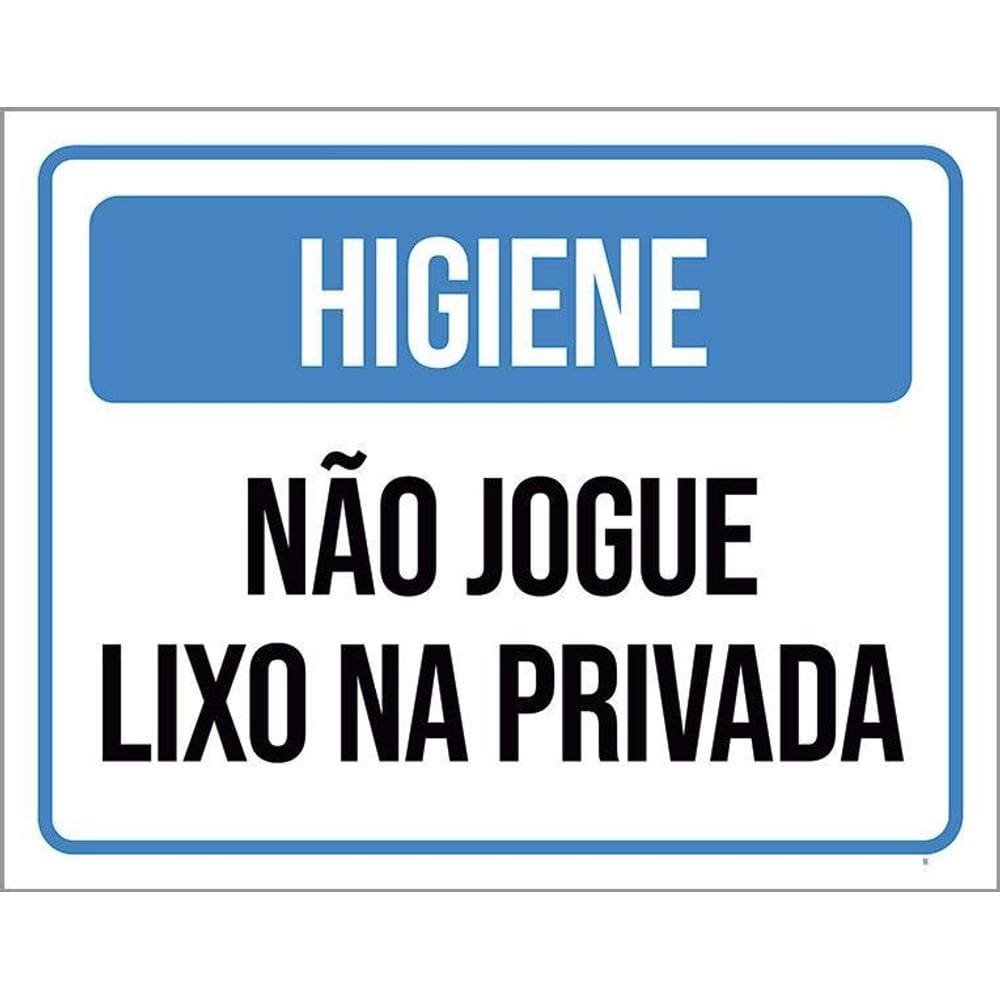 Placa Higiene Não Jogue Lixo Na Privada 36X46