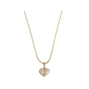 Colar Cartier 50Cm Coração Branco Letra Z Banhado Ouro 18K