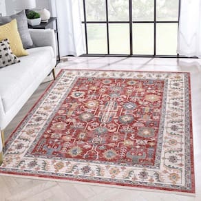 Tapete Para Sala Coliseo 04 Vermelho e Cinza 1,40x2,00m