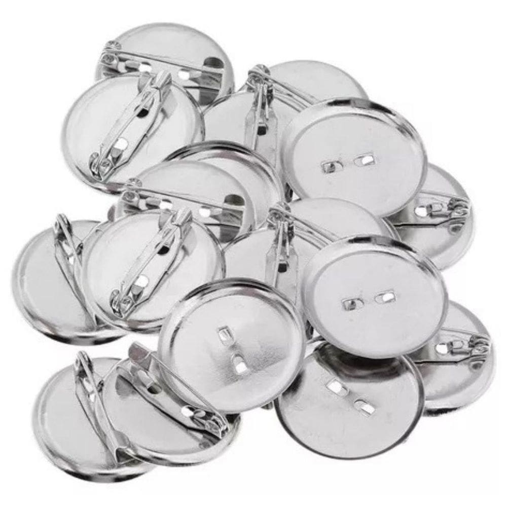 Base Para Broche Redondo 20Mm Níquel Com 50 Peças