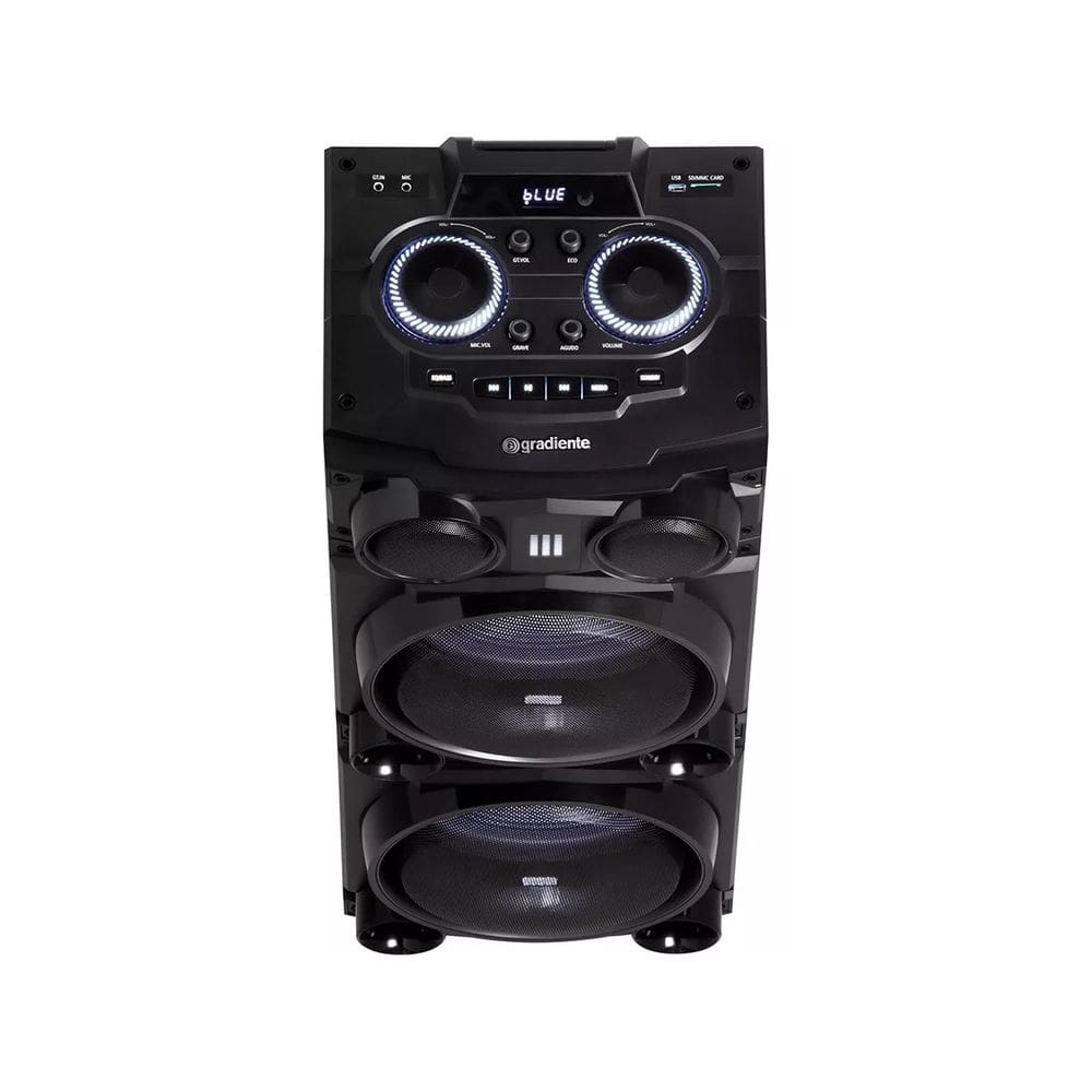 Torre Som Gradiente Black Bass 1800w Rms Leds Rítimicos Usb