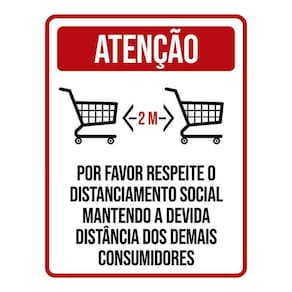 Placa Distanciamento Social Supermercado 36X46