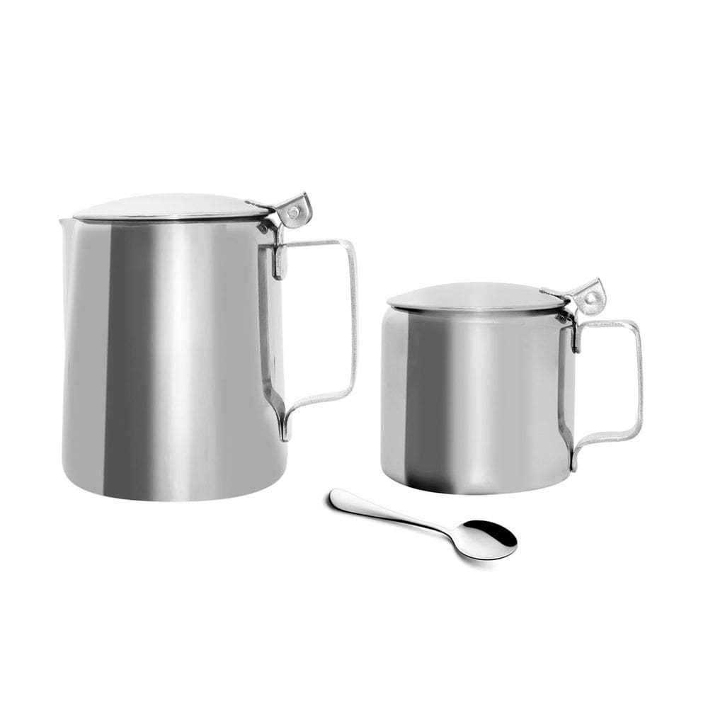 Açucareiro e Colher Bule Inox Cha Cafe Leite Cafeteria Bar
