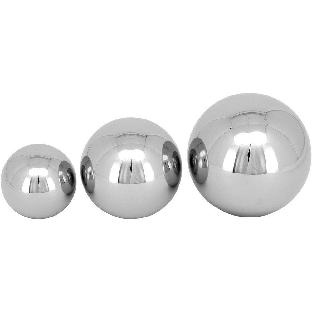 Jogo 3 Esferas Decorativa Enfeite Casa Vidro Cinza Home