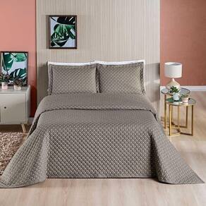 Kit Cobre Leito Espanha Casal Padrão 03 pçs Micropercal 200 Fios Matelado White Line - Camafeu Bege