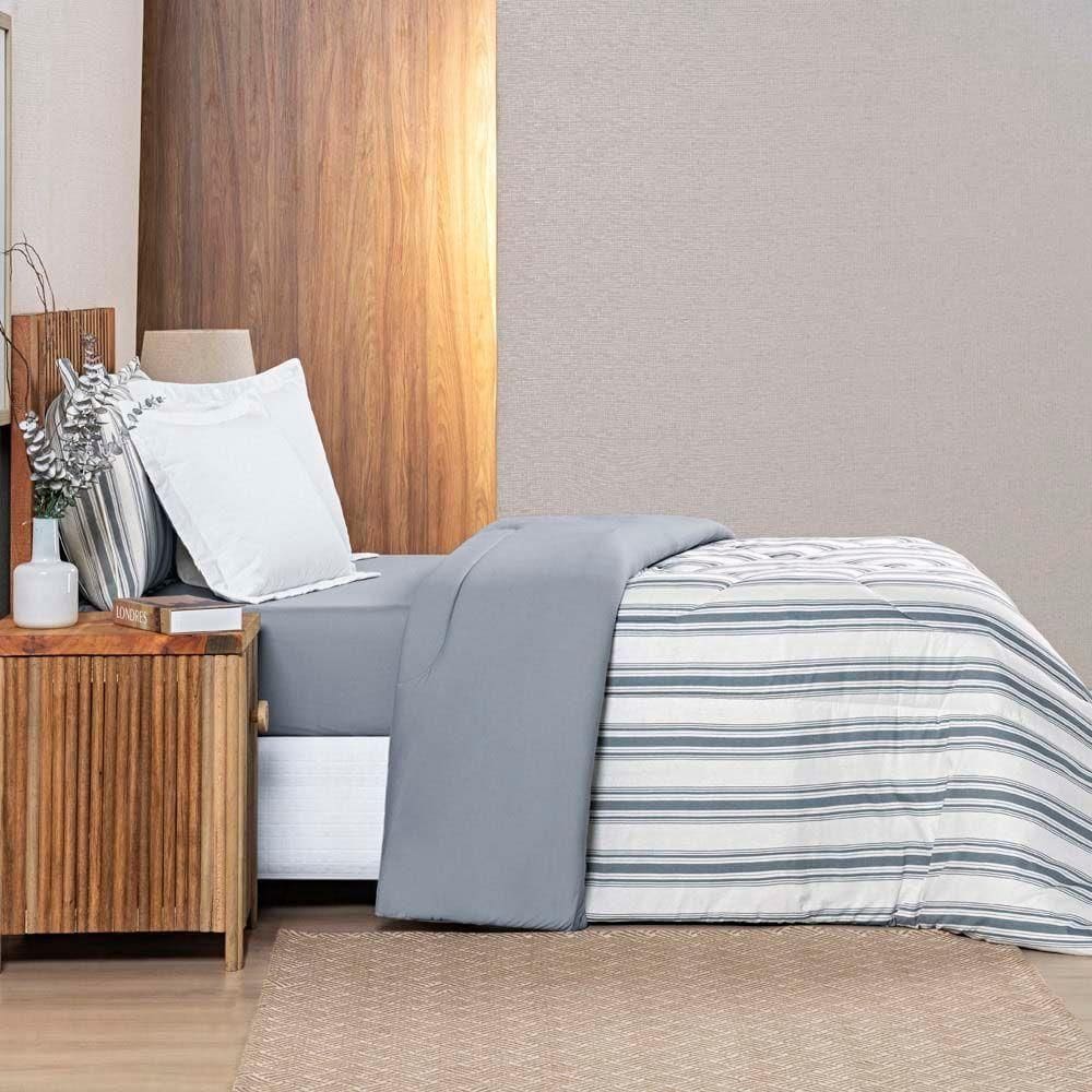 Edredom Mimis Casal King Tecido Malha Dupla Face 100% Algodão Extra Macio - Cinza