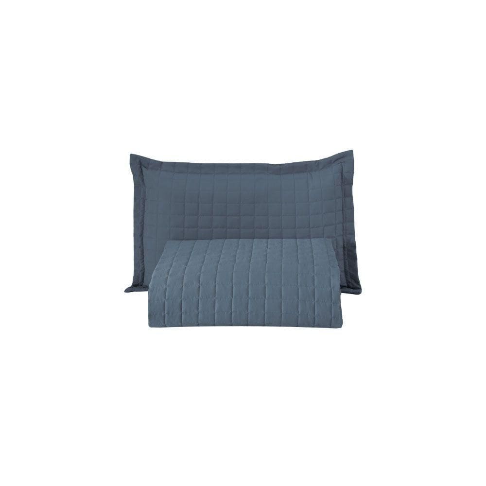 Kit Cobre Leito Colcha Unique Solteiro 2 Peças Matelado Percal 300 Fios - Azul