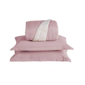 Kit Cobre Leito Colcha Nuance Casal 3 Peças Dupla Face Matelado Sherpa - Rosê