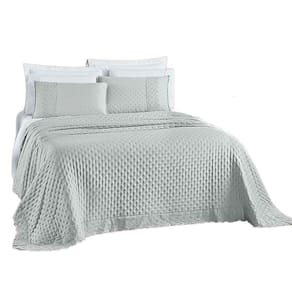 Kit Cobre Leito Colcha Nobre Casal Queen 3 Peças Micropercal 200 Fios Matelado - Cinza Geada