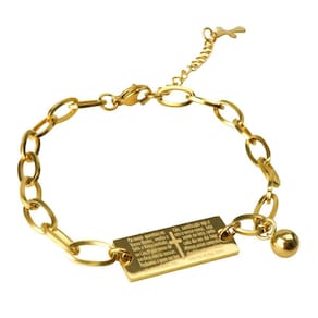 Pulseira Unissex Pai Nosso Aço Inoxidável Banhada A Ouro