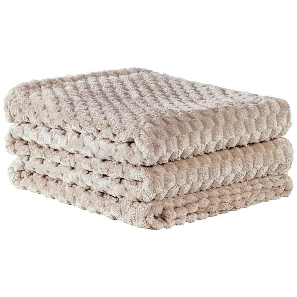 Cobertor Manta Confy Ultrasoft Flannel Queen 2,40m X 2,20m Texturizado 01 Peça - Baunilha