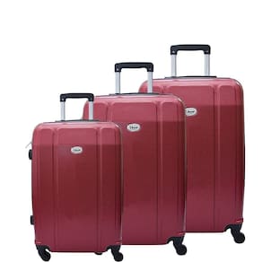 Conjunto de Mala de Viagem Abs Ika Continental Cadeado Rodas Giro 360 3 Peças- Vermelha, P/m/g