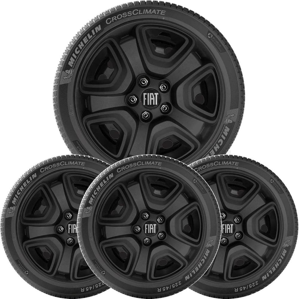 4X Calota Fiat Toro 2021 Aro 16 Preto Fosco 300Cp
