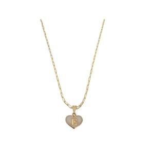 Colar Cartier 50Cm Coração Branco Letra E Banhado Ouro 18K