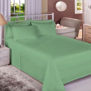 Jogo De Cama Casal 100% Algodão Premium Plus 4 Peças Verde Militar