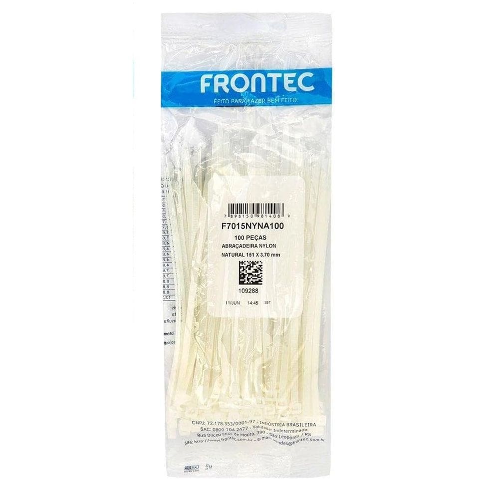Abraçadeira NYLON 3,7 X 151MM Branca Frontec 100UN