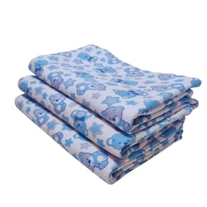 Kit 3 Cueiro Manta Flanelado Grande Aconchego Bebe Infantil Azul