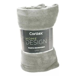 Manta Microfibra Lisa Toque Aveludado Casal 1.80x2.20m Home Design Corttex Cinza