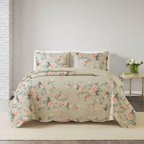 Kit Cobre Leito Queen Paris Patchwork + 2 Porta Travesseiros Jardim Rosado