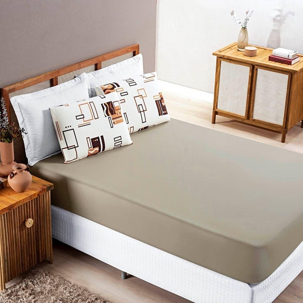 Jogo De Lençol Grace Solteiro 2 Peças Malha 100% Algodão Avelã