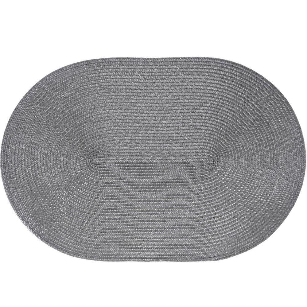 Kit 2 Americano Requinte Liso Para Mesa Oval 30x45cm Chumbo