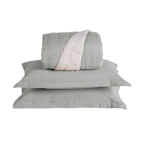 Kit Cobre Leito Colcha Nuance Casal 3 Peças Dupla Face Matelado Sherpa - Cinza