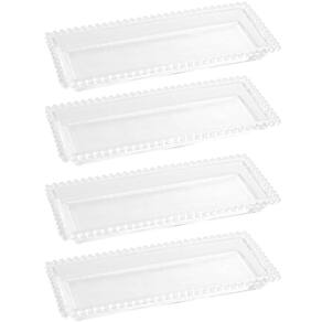 4 Travessas Retangulares Bandeja Petisqueira Cristal Pearl Wolff 30x13x3cm para Mesa Posta