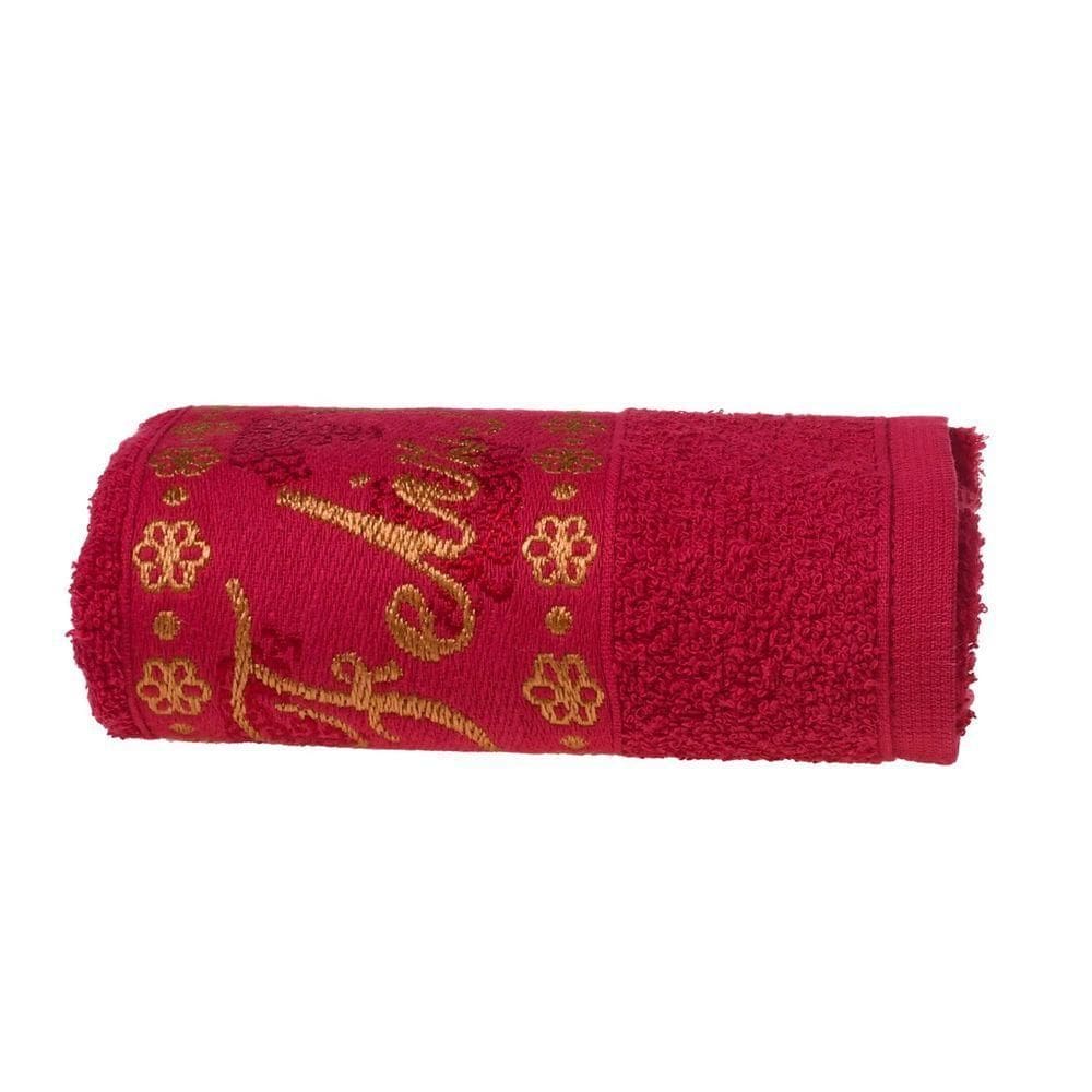 Toalha De Rosto Feliz Natal Bordada Jacquard 45x68 Bene Casa Vermelho