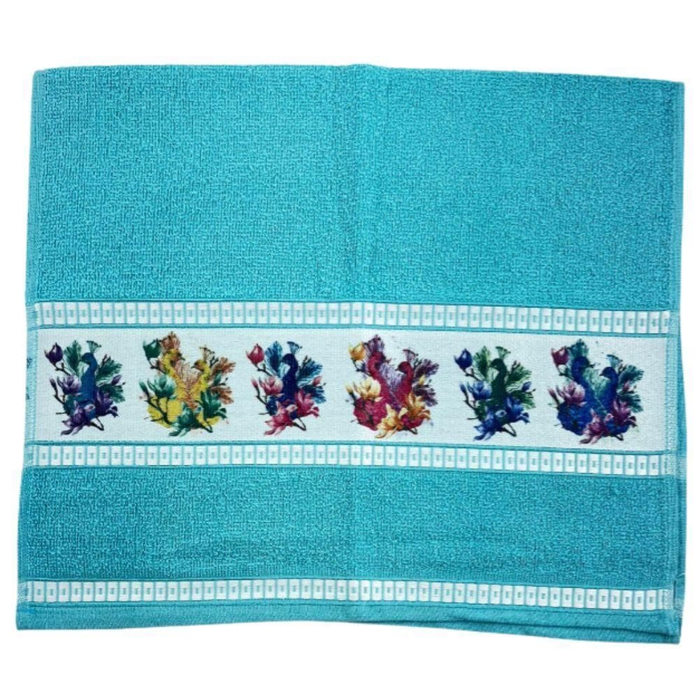Toalha De Rostotransfer Felpuda Floral 42cm X 72cm Savitex Azul Claro