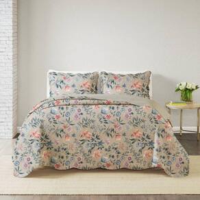 Kit Cobre Leito Queen Paris Patchwork + 2 Porta Travesseiros Botanical