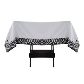 Toalha Mesa Gabardine Borda Jacquard 1,45x1,45 4 Lugares Branco