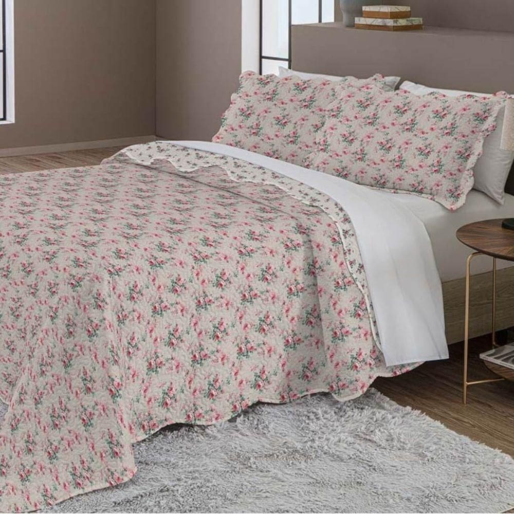 Kit Cobre Leito Casal Evolution Patchwork + 2 Porta-travesseiros Julie 7