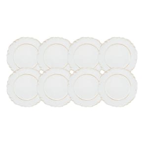 Jogo 8 Sousplat Redondo Patinado Plástico Moon Branco Lyor 33cm