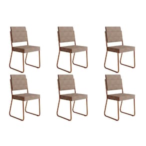 Cadeira Sala de Jantar 1736 Kit 6 Uni Rose/Areia - Caramelo - Carraro