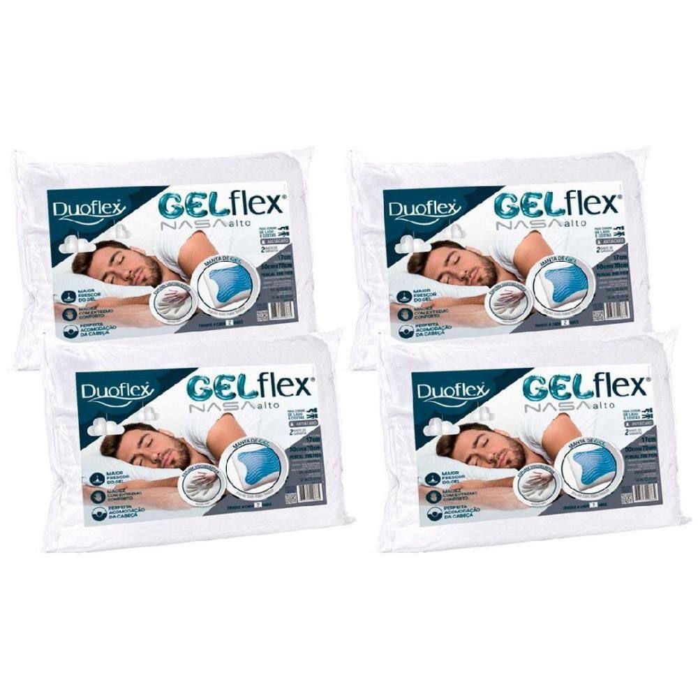 Travesseiro Viscoelástico Gelflex Nasa GN1100 c/ Capa Percal 200 Fios Kit c/ 4 Un (50x70) - Duoflex
