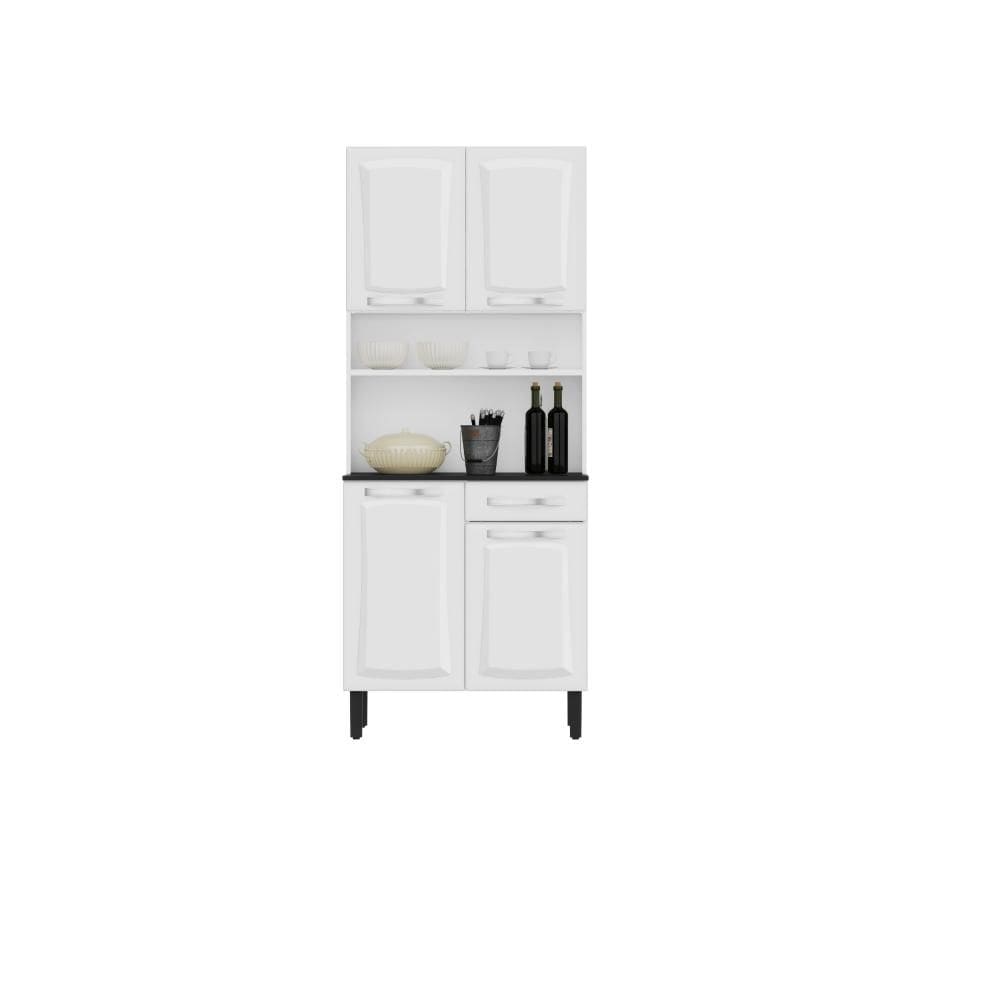 Kit de Cozinha Compacta Branca em Aço 4 porta 1 Gaveta Pratika