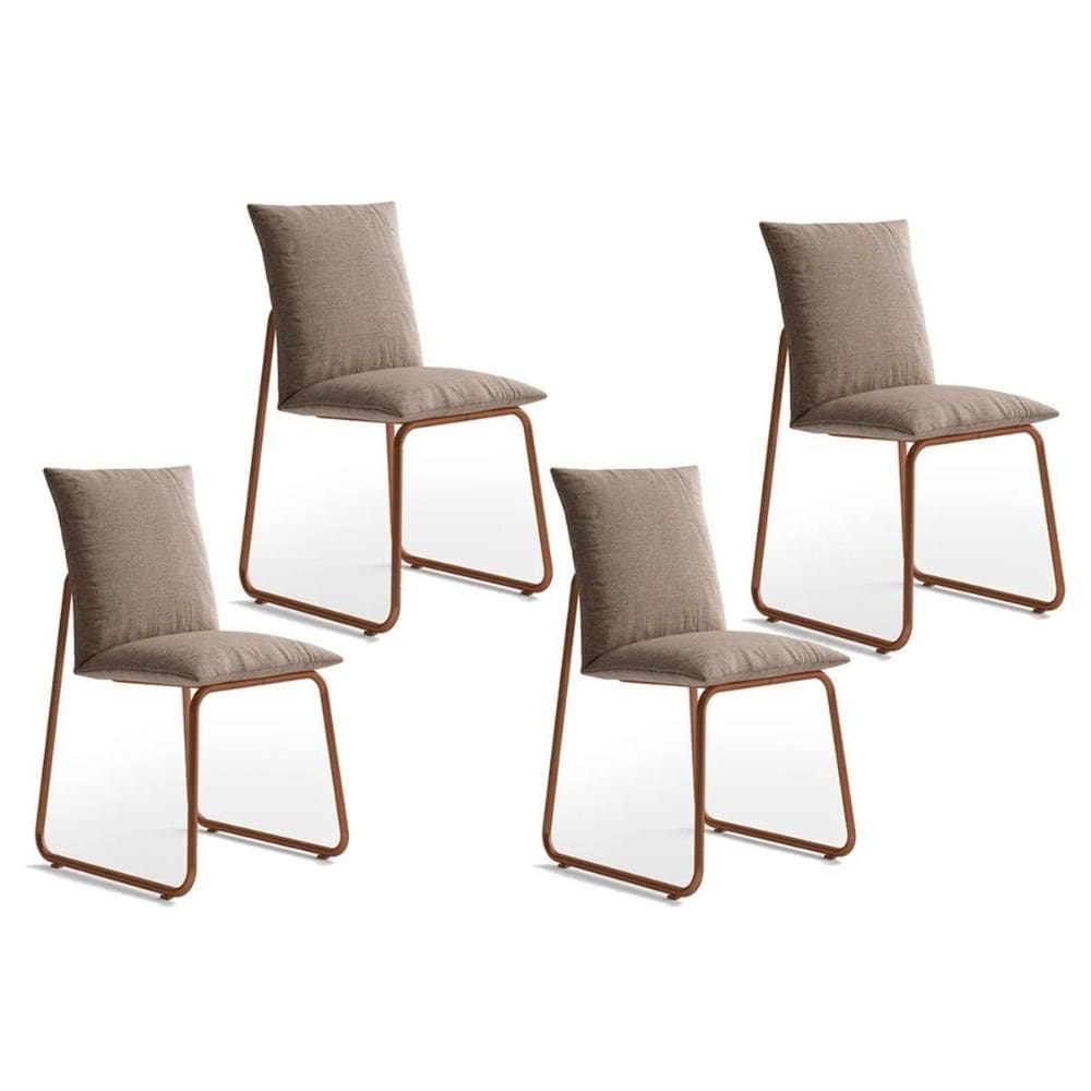 Cadeira Sala de Jantar Soft 1750 Kit 4 Uni Rose/Linho Areia - Carraro