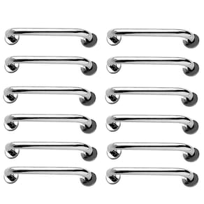 Alça de Apoio Barra Inox 30cm Kit 12 Unidades Acessibilidade Idoso Cadeirante Deficiente Banheiro Box Corrimao Suporte Segurança