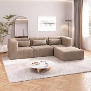 Sofá Modular de Canto 02 Cantos 01 Poltrona e 01 Puff Cabecasa Madeiramadeira Taupe