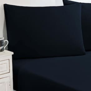 Jogo De Cama Malha Lençol 100% Algodão Gran Moratta 3 Peças King Azul Marinho