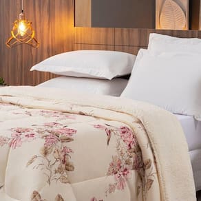 Coberdrom Sherpa-percal 180 Fios Estampado King Gran Moratta 01 Peça - Caqui Floral