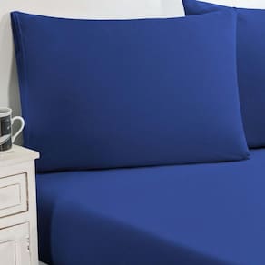 Jogo De Cama Malha Lençol 100% Algodão Gran Moratta 3 Peças Casal - Azul Royal