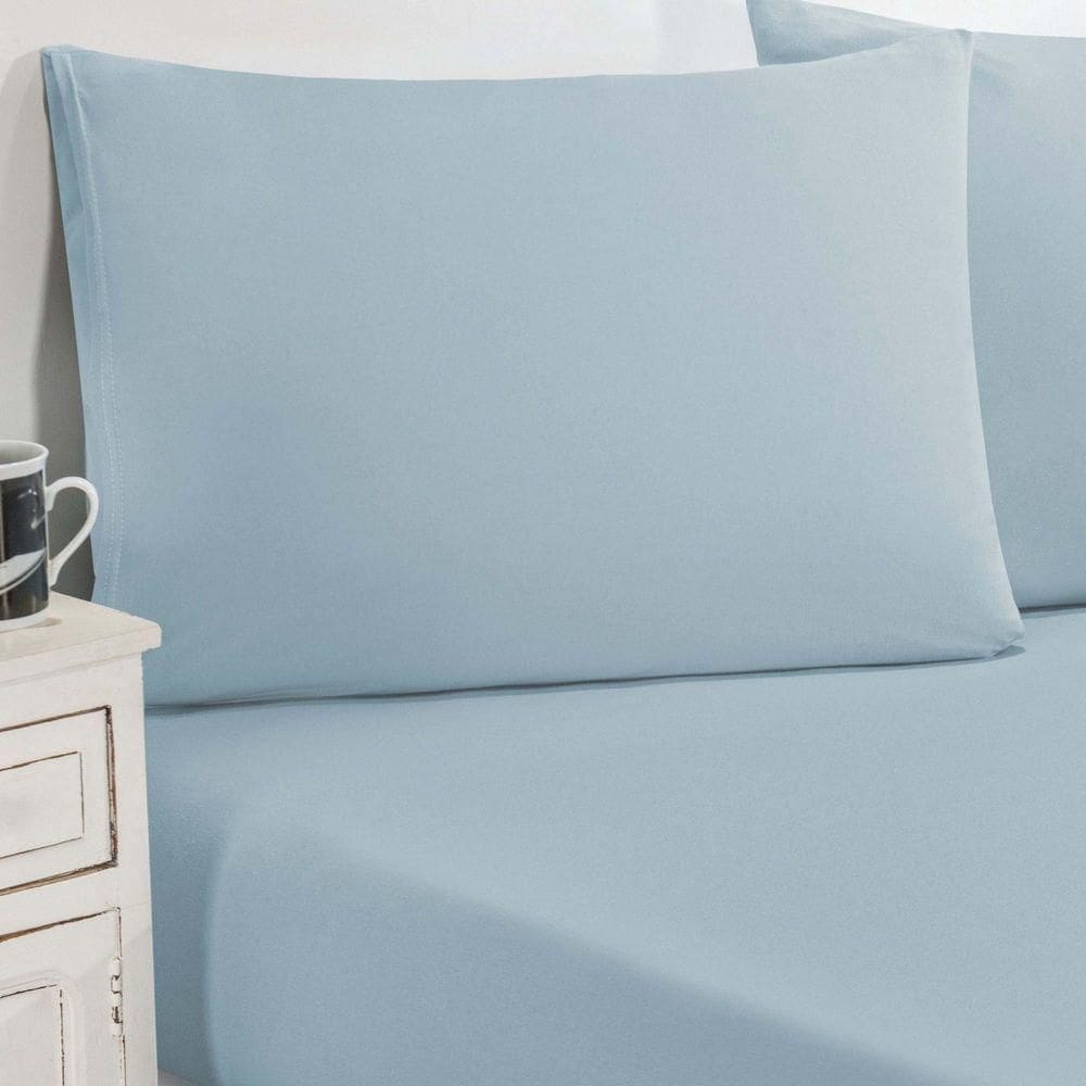 Jogo De Cama Malha Lençol 100% Algodão Gran Moratta 3 Peças King - Azul Bebê