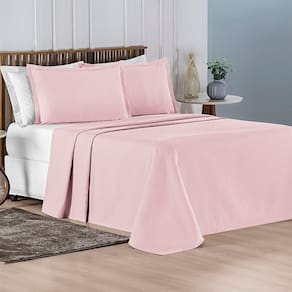 Cobre Leito Charm Casal Padrão 03 Peças - Rosa