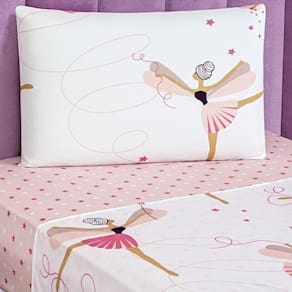 Jogo De Cama Lençol Bouti Infantil Kids Solteiro 03 Peças - Bailarina