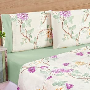 Jogo De Cama Estampado Micropercal 200 Fios Naturale Queen 04 Peças Belle